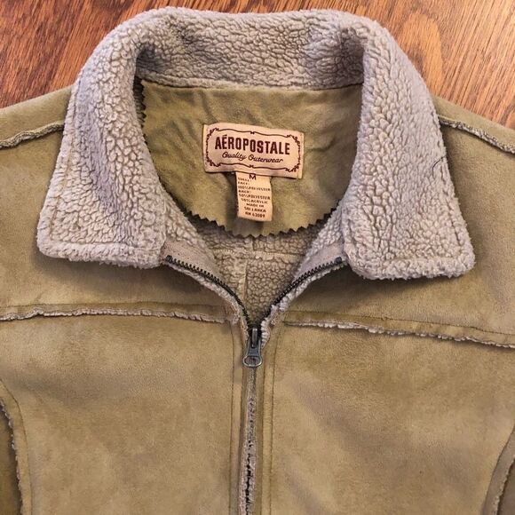 Aeropostale Tan Faux Suede & Shearing Coat Medium - Picture 4 of 4